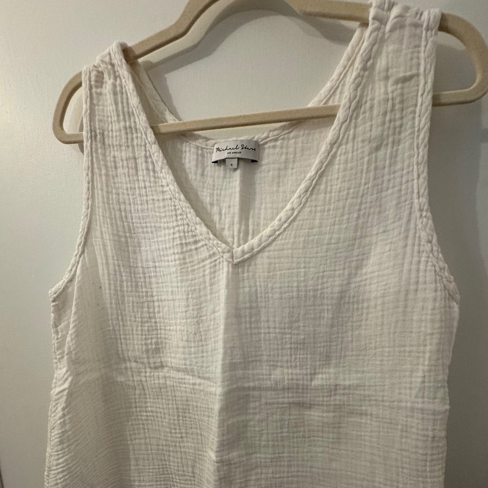 Michael Stars White Linen Tank Top